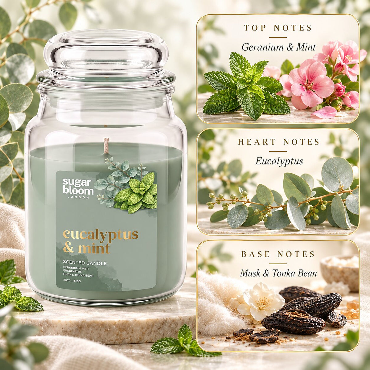 Sugar Bloom Eucalyptus & Mint Candle 510g