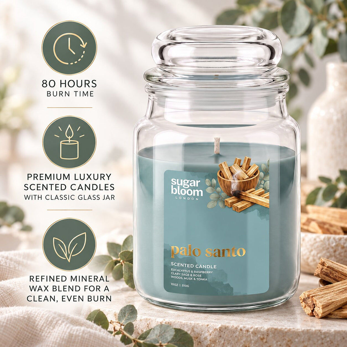 Sugar Bloom Palo Santo Candle 510g