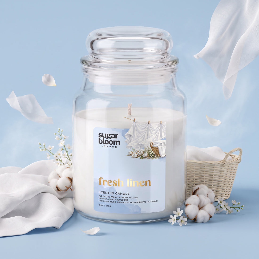 Sugar Bloom Fresh Linen Candle 510g