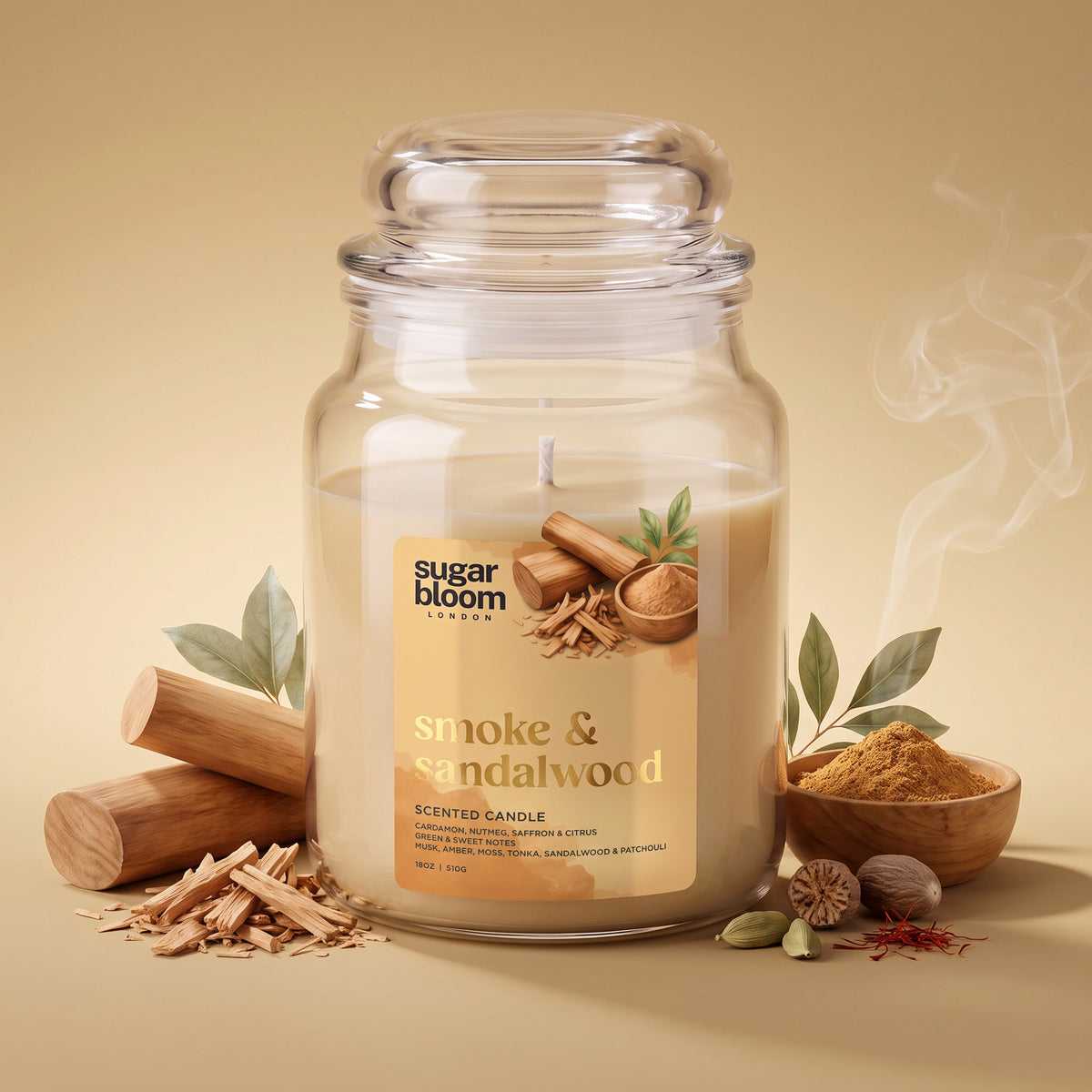 Sugar Bloom Smoke & Sandalwood Candle 510g