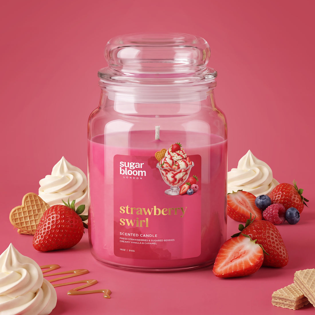 Sugar Bloom Strawberry Swirl Candle 510g