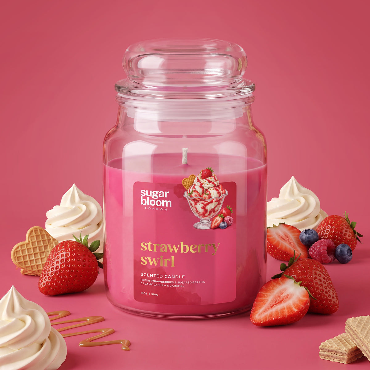 Sugar Bloom Strawberry Swirl Candle 510g