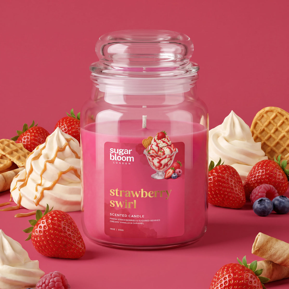 Sugar Bloom Strawberry Swirl Candle 510g