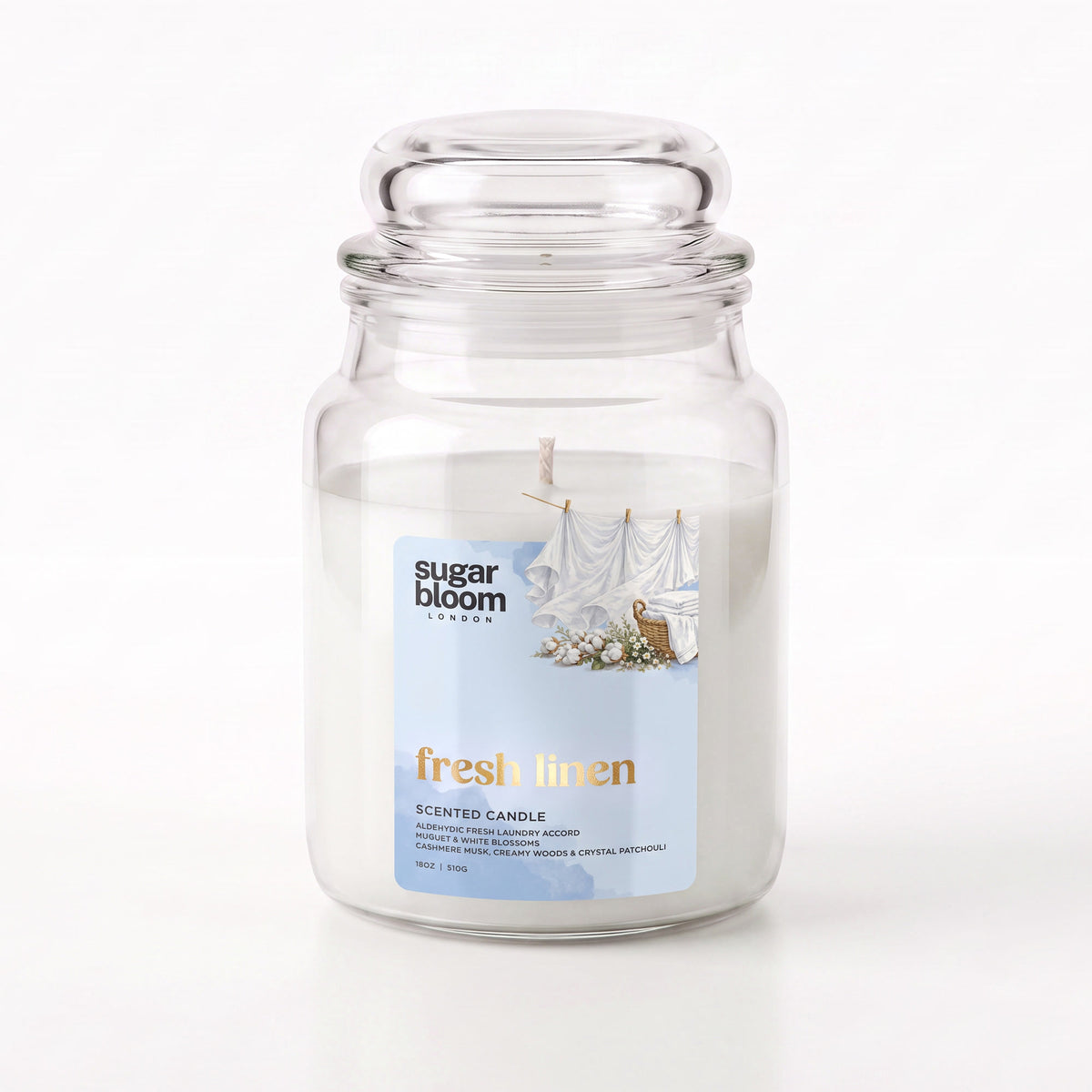 Sugar Bloom Fresh Linen Candle 510g